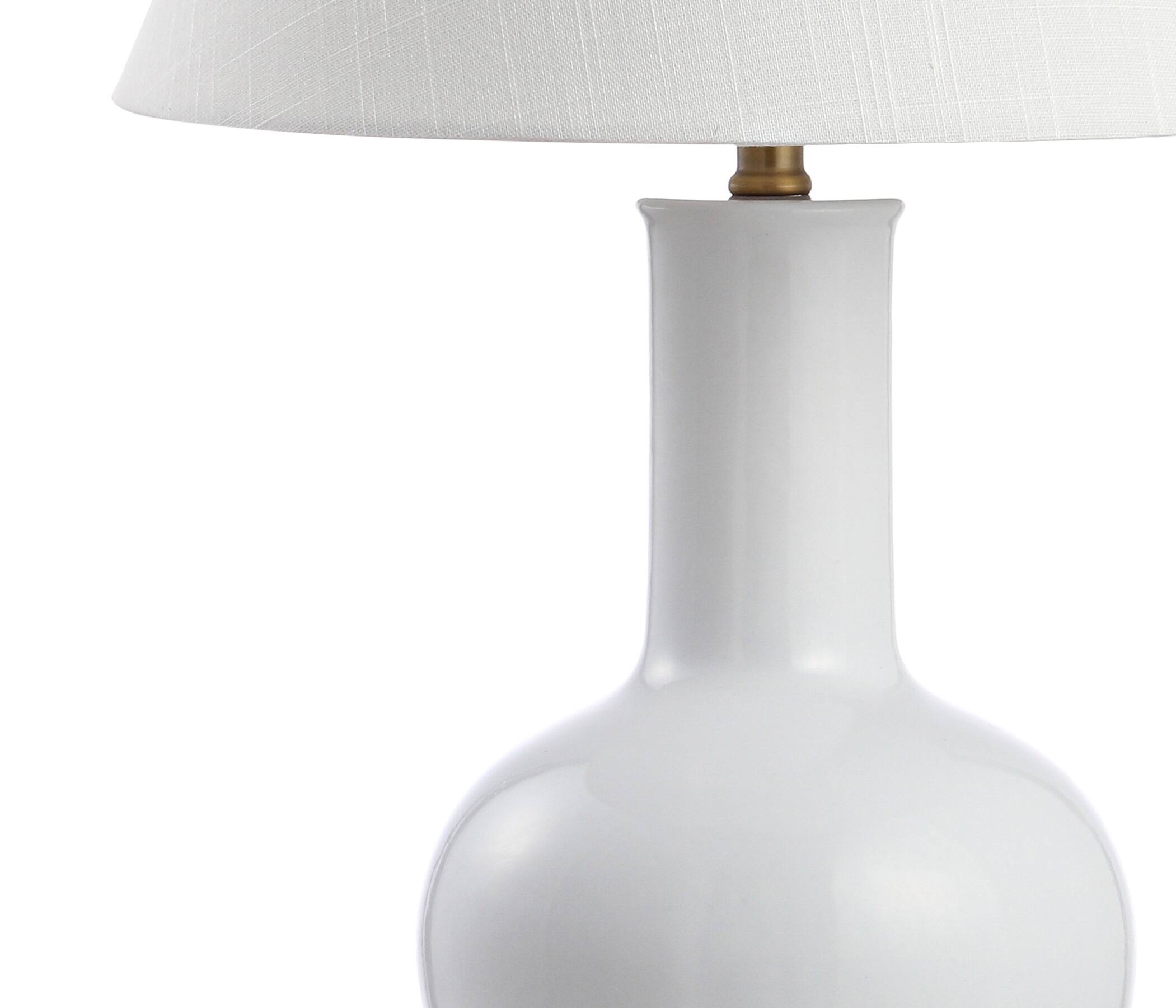 Alt View 3. Jonathan Y - Han 27" Ceramic/Iron Contemporary USB Charging LED Table Lamp, White/Brass Gold - White/Brass Gold.