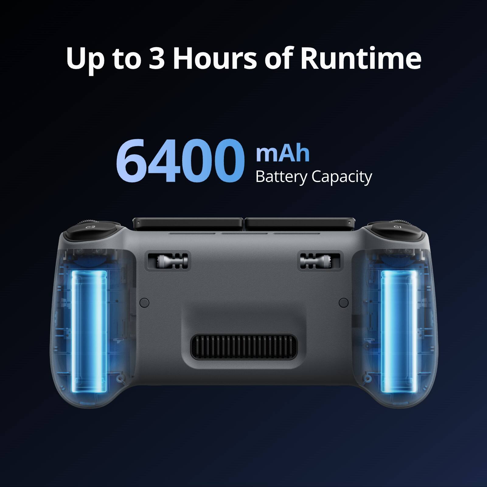 Up to 3 Hours of Runtime  
6400 mAh Battery Capacity