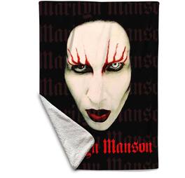 PopMarket - Marilyn Manson - Rocksax - Marilyn Manson - Red Lips - Sherpa Fleece Throw (50 in x 60 in) - Multicolor