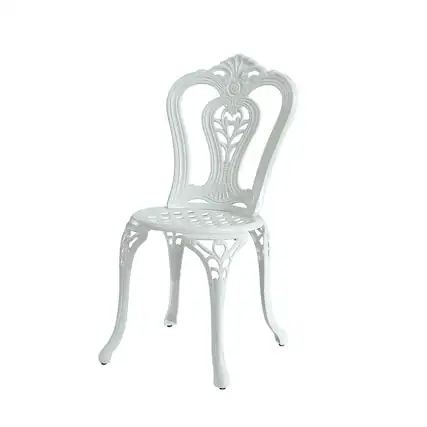 Front. Mondawe - Set of 2 Cast Aluminum Bistro Chairs - White.