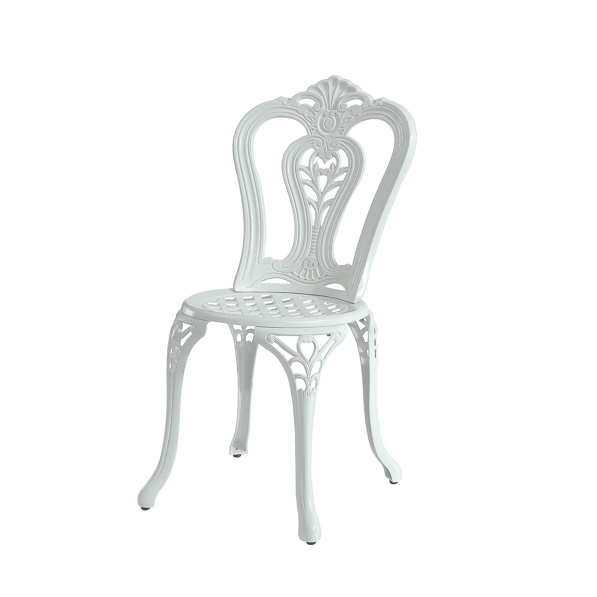 Front. Mondawe - Set of 2 Cast Aluminum Bistro Chairs - White.