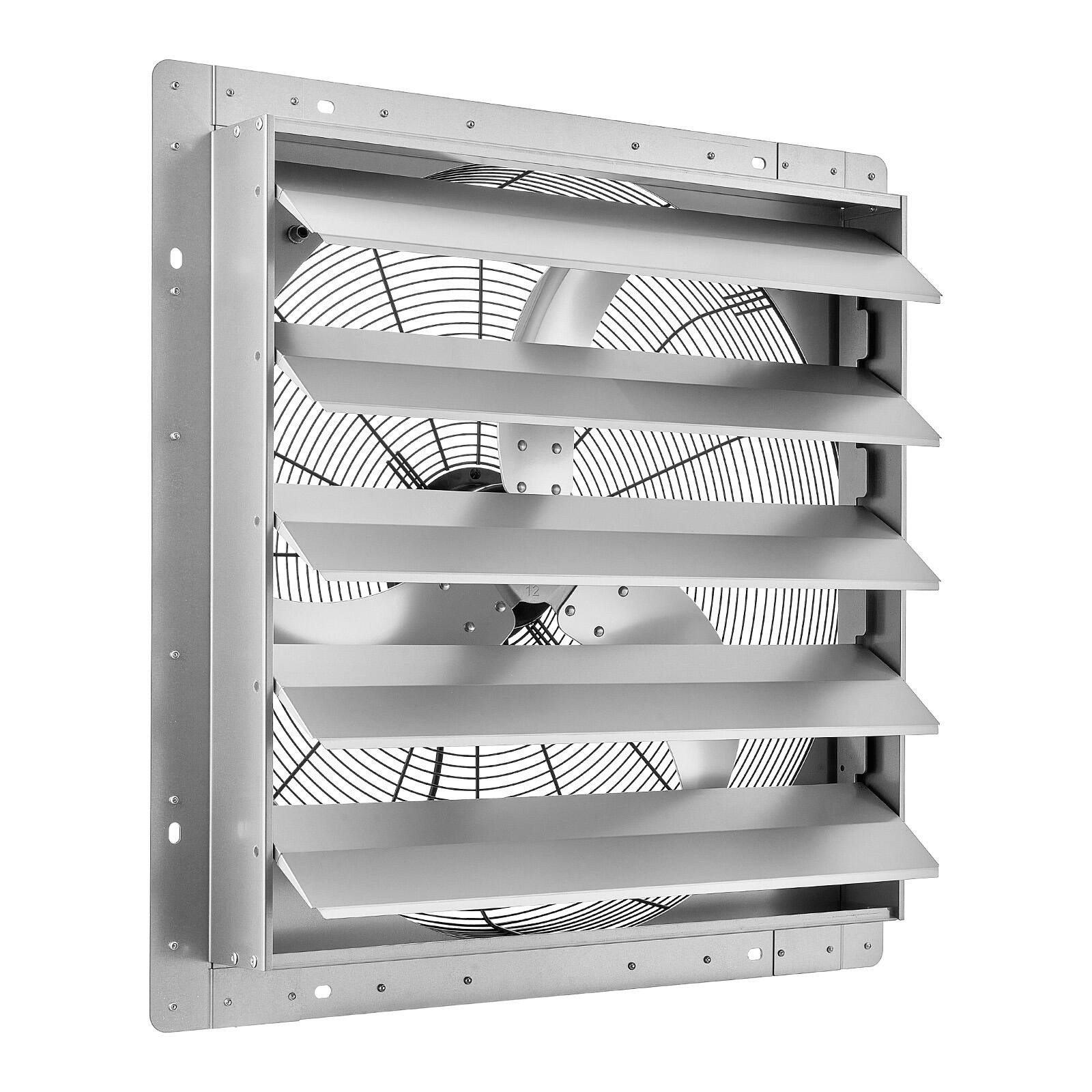 Alt View 5. VEVOR - 24 Inch Shutter Exhaust Fan Wall Mounted Automatic Louvers Silver, Sturdy Steel Housing, Low Noise, AC Motor - Silver.