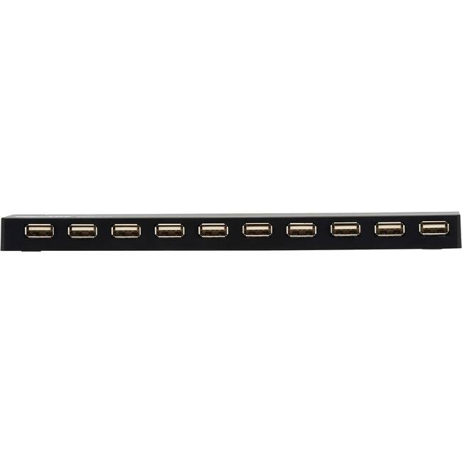 Front. Tripp Lite - Eaton Tripp Lite Series 10-Port USB 2.0 Hub with Power Supply and International Plug Adapters - USB 2.0 Type A - Black.