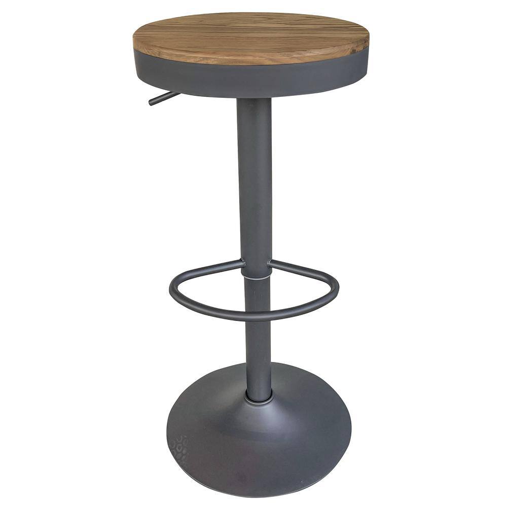 Alt View 3. AmeriHome - Round Adjustable Height Bar Stools with Wood Seat â€“ Natural Stain - Natural, Grey.