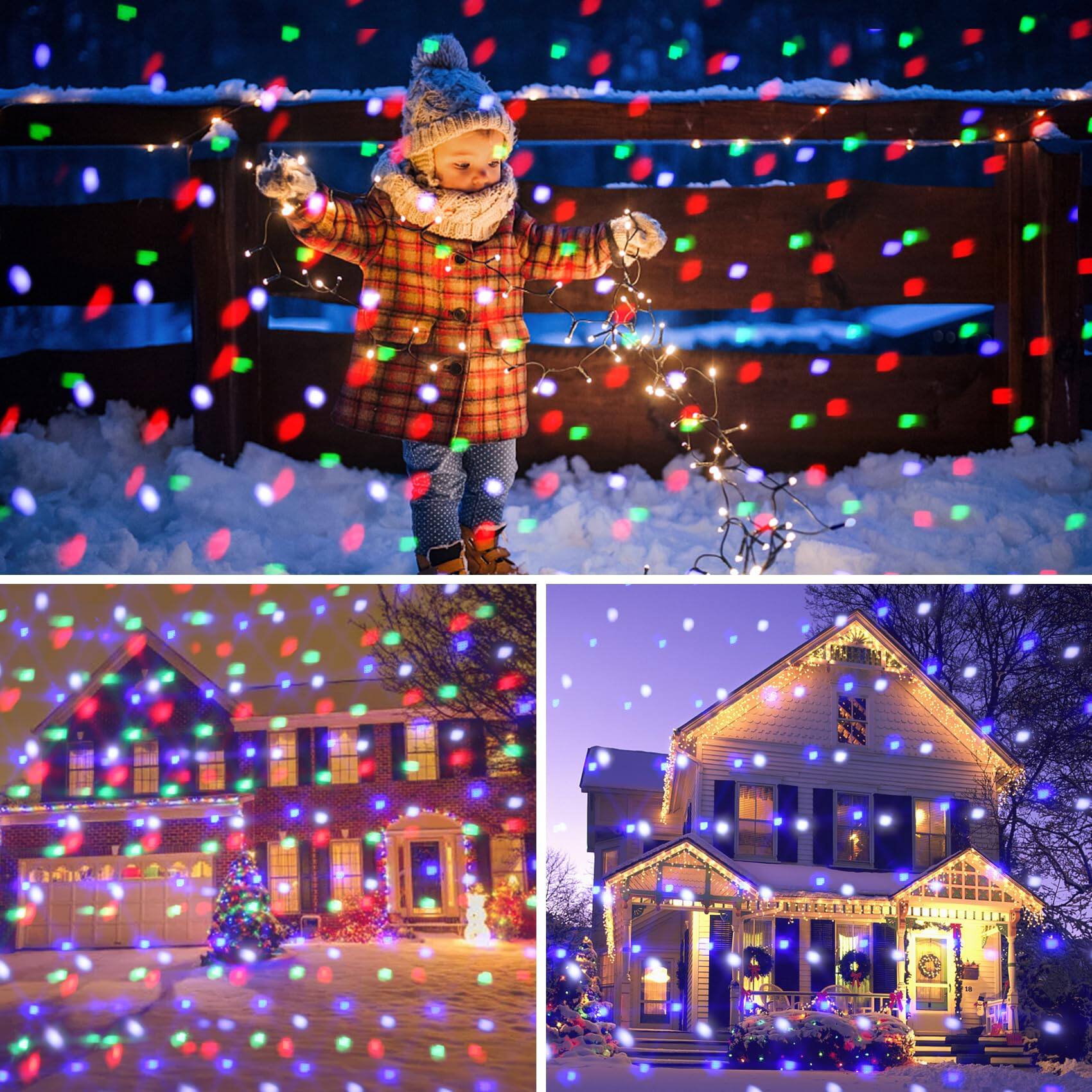 Alt View 5. The Best Inks - Christmas Projector Lights Outdoor Indoor 15 Colors Snowfall Rotating Falling Snow With Remote And Timer Waterproof - Default.