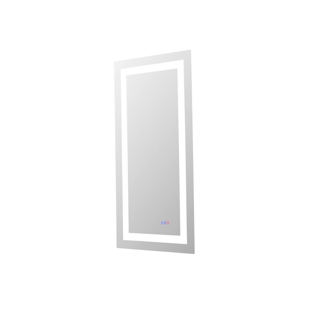Left. Elegant Kitchen and Bath - Riven 40X20 Led Mirror, Adjustable Color 3000K/4200K/6400K - White.