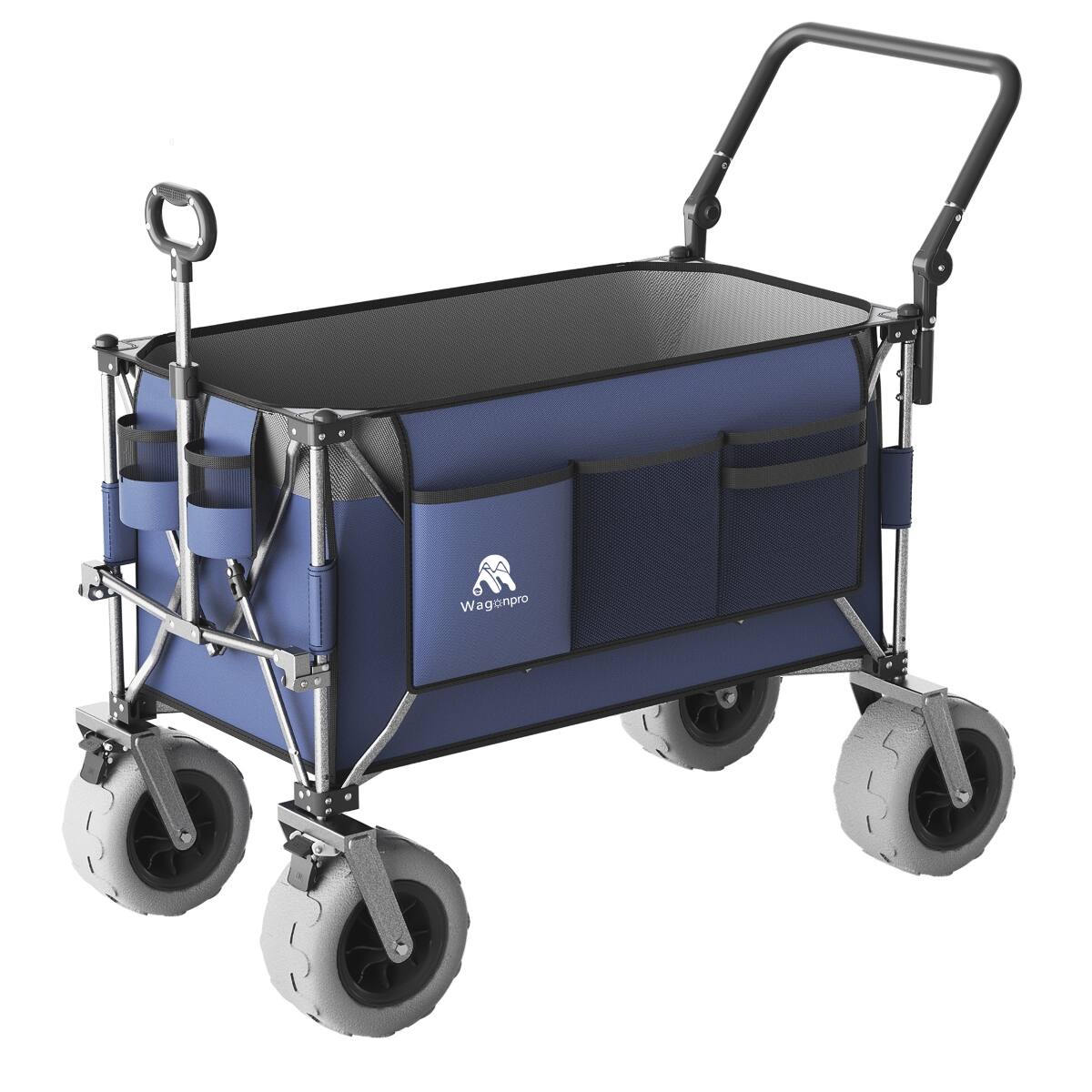 Alt View 6. Loheer - Loheer Folding Wagon Cart with All Terrain Beach Wheels and Adjustable Push Pull Handles.