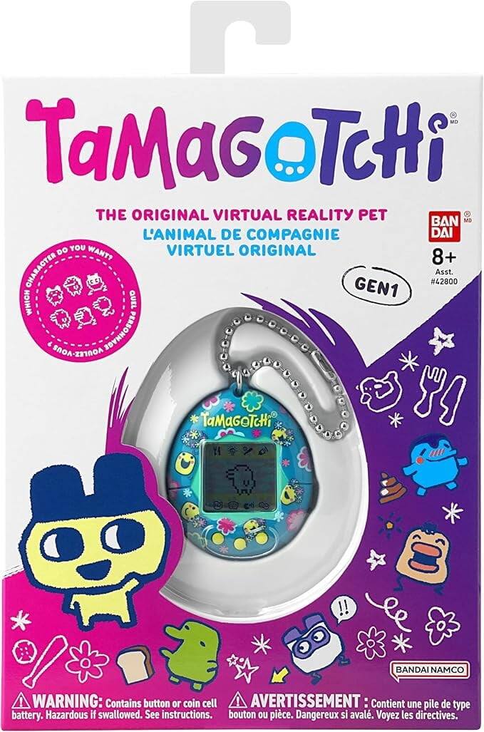 TaMaGoTcHi® MD  
THE ORIGINAL VIRTUAL REALITY PET  
L'ANIMAL DE COMPAGNIE VIRTUEL ORIGINAL  

8+  
Asst.  
#42800  

GEN1  

BANDAI MD  
BANDAI NAMCO  

WARNING: Contains button or coin cell battery. Hazardous if swallowed. See instructions.  
AVERTISSEMENT: Contient une pile de type bouton ou pièce. Dangereux si avalé. Voyez les directives.