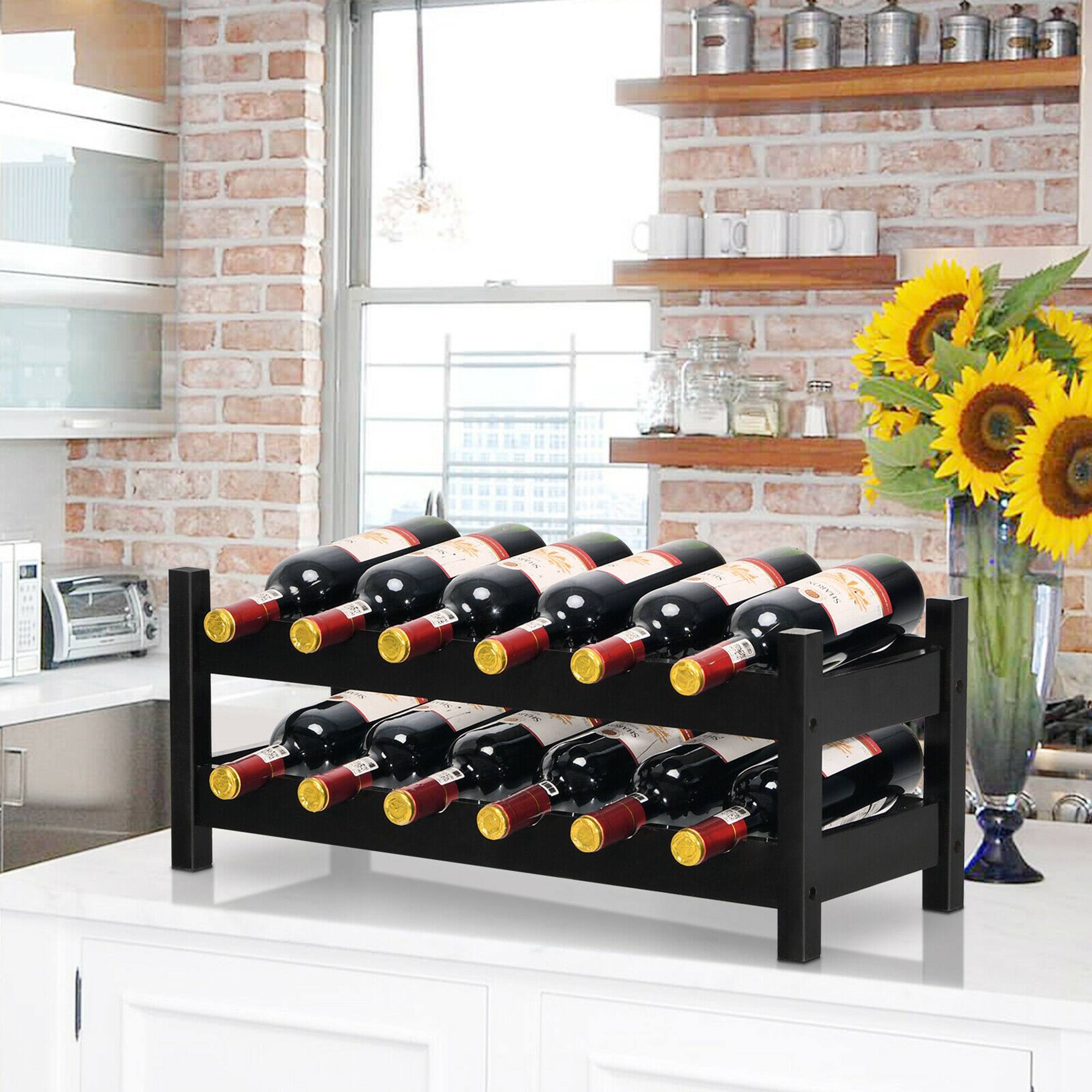 Alt View 2. Gymax - Gymax 2-Tier Bamboo Wine Rack 12 Bottles Display Storage Shelf Holder Kitchen Coffee - Brown.