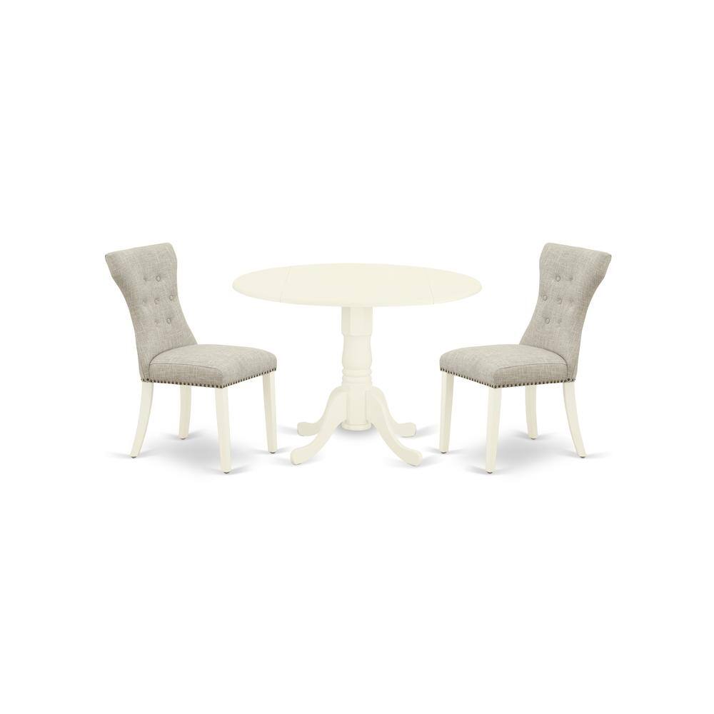 Back. East West Furniture - Dining Room Set Linen White - Brown.