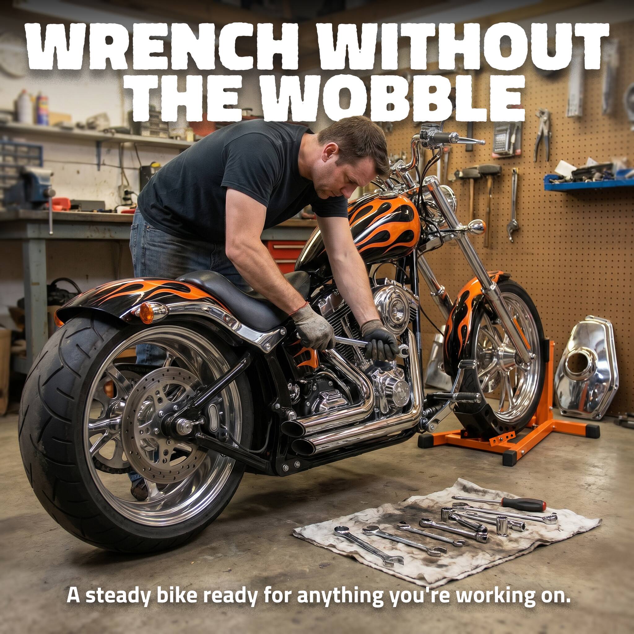 WRENCH WITHOUT THE WOBBLE  
A steady bike ready for anything you're working on.