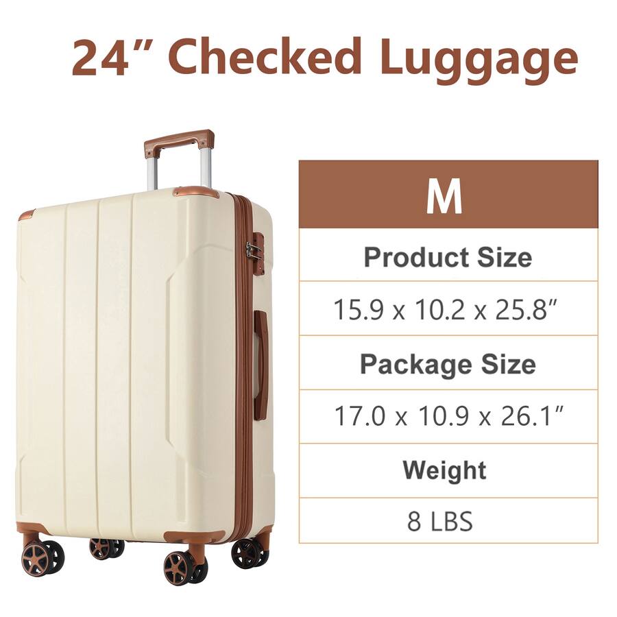 APRILSOUL Hardshell Luggage Lightweight Durable ABS Suitcases with ...