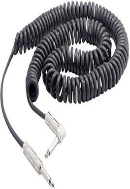 Pyle - Coiled 25' 1/4" Right Angle Speaker Cable – Male to Male Audio Cable for Amplifiers and Instruments