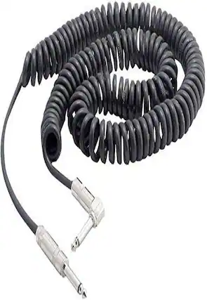 Front. Pyle - Pyle Coiled 25' 1/4" Right Angle Speaker Cable – Male to Male Audio Cable for Amplifiers and Instruments.