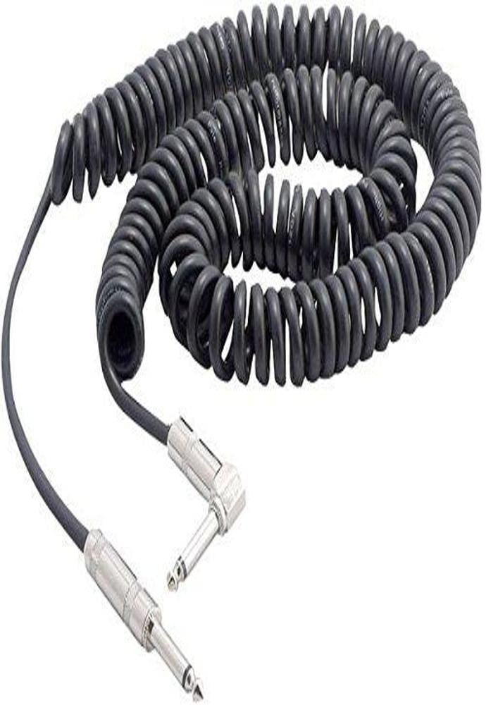 Front. Pyle - Pyle Coiled 25' 1/4" Right Angle Speaker Cable – Male to Male Audio Cable for Amplifiers and Instruments.