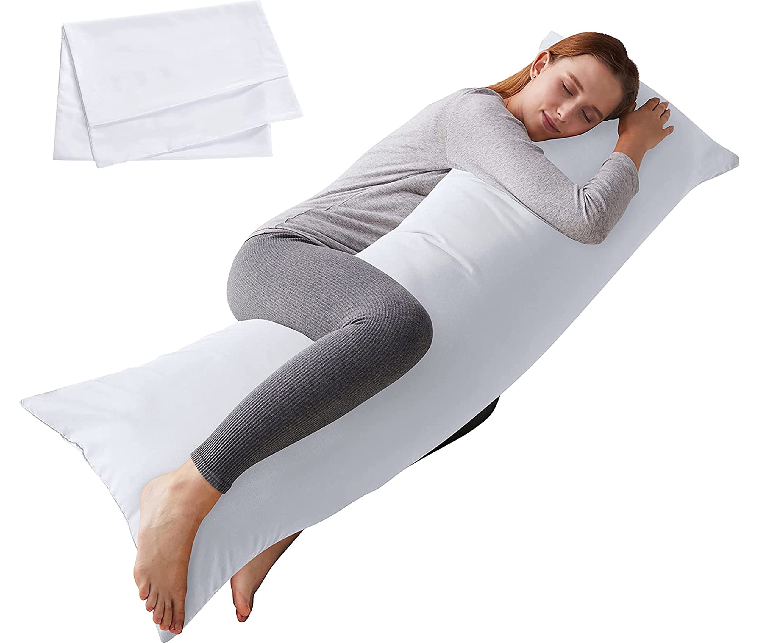 Hirose Alice - Body Pillow With Pillowcase - Soft Long Bed For Adults Breathable Full Insert Sleeping 20x54inches - White