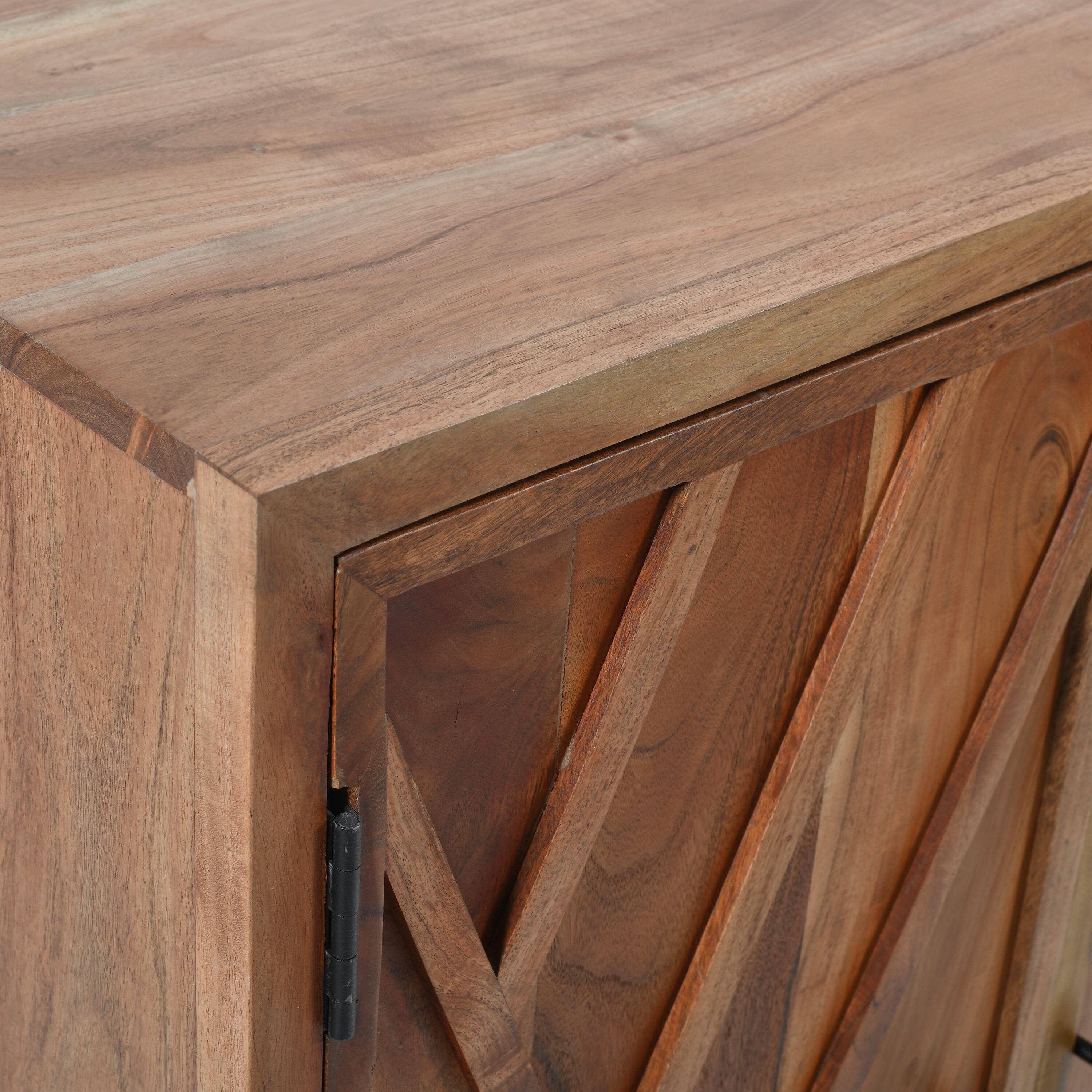 Alt View 7. Manhattan Lane - 30 Inch Storage Cabinet, Handcrafted Rustic Brown Acacia Wood - Rustic Brown, Black.