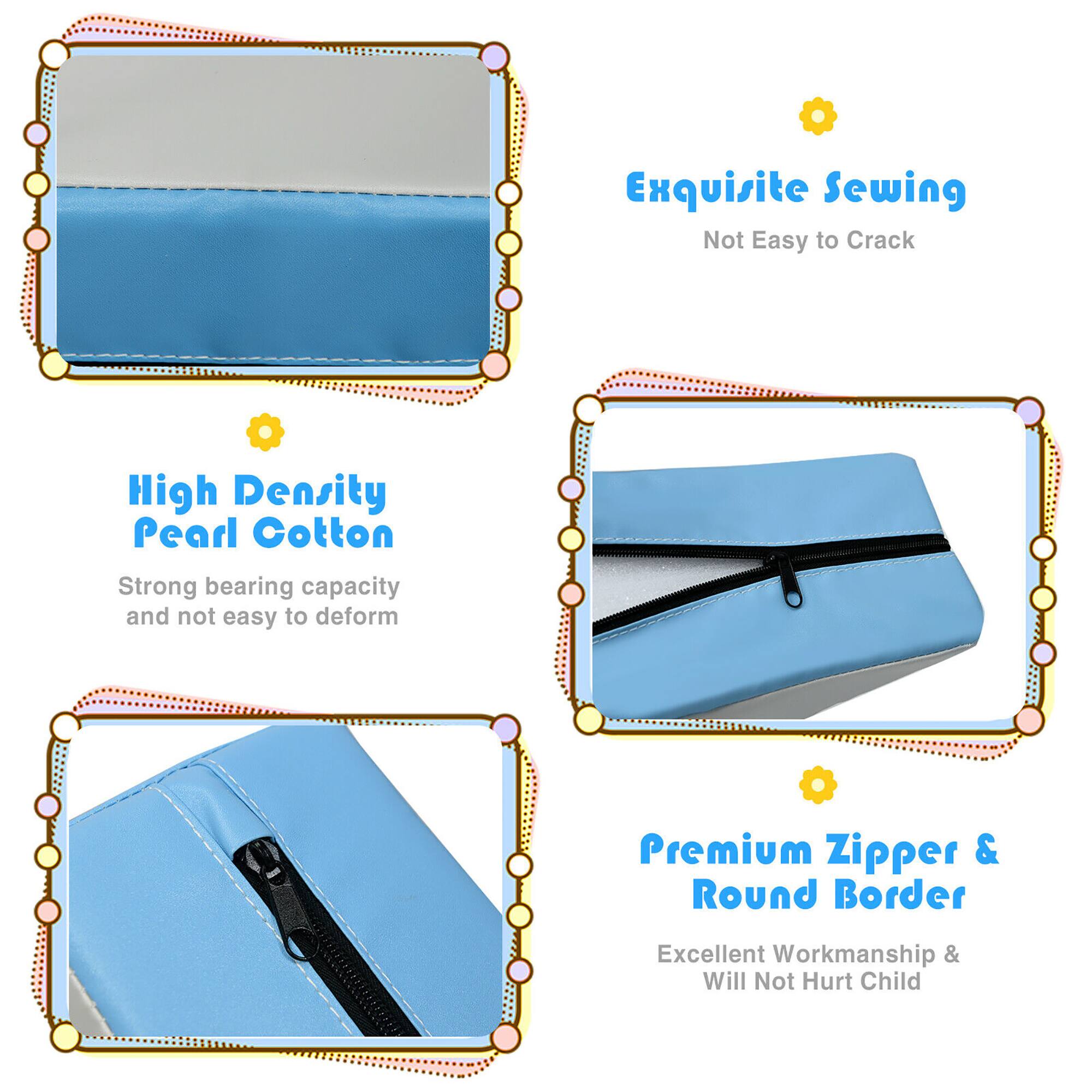 Exquisite Sewing  
Not Easy to Crack  

High Density Pearl Cotton  
Strong bearing capacity and not easy to deform  

Premium Zipper & Round Border  
Excellent Workmanship & Will Not Hurt Child