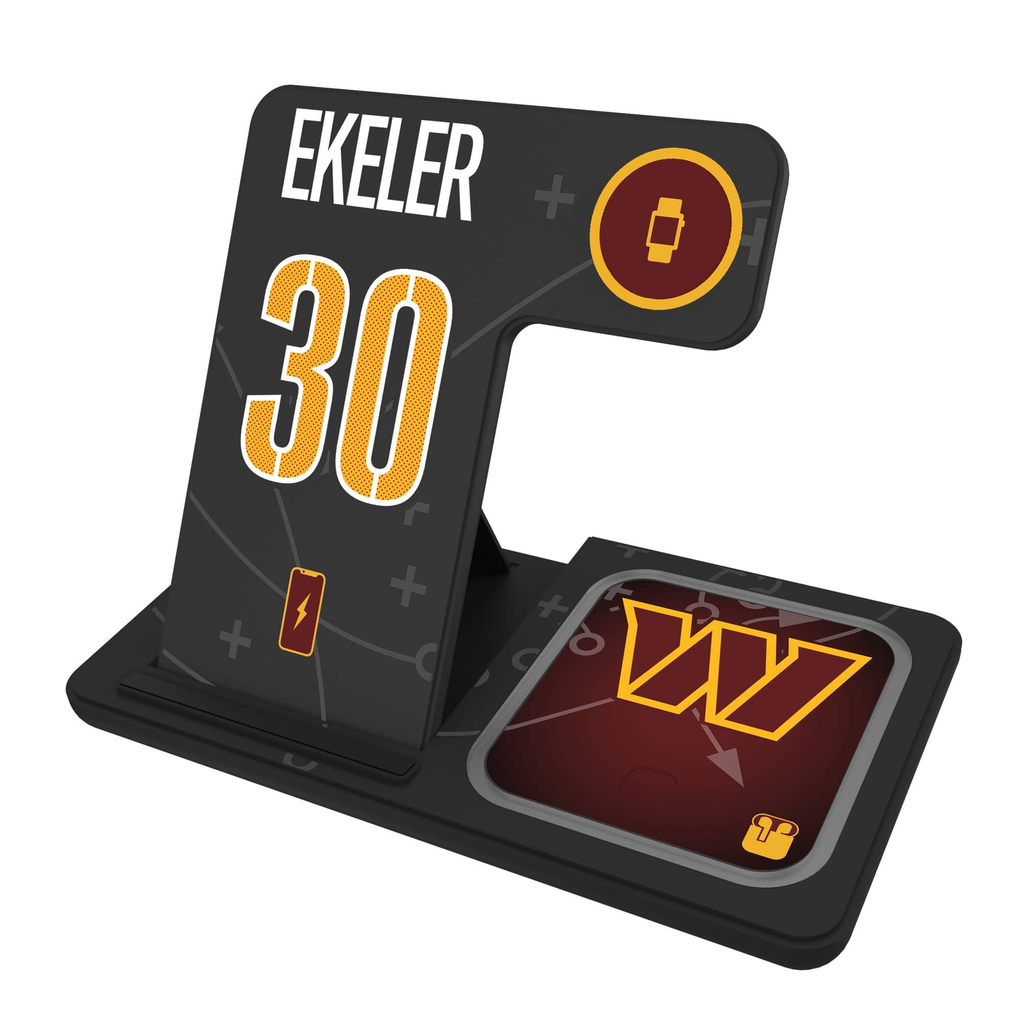 Keyscaper - Austin Ekeler Washington Commanders Ready 3-in-1 Charging Station - Black
