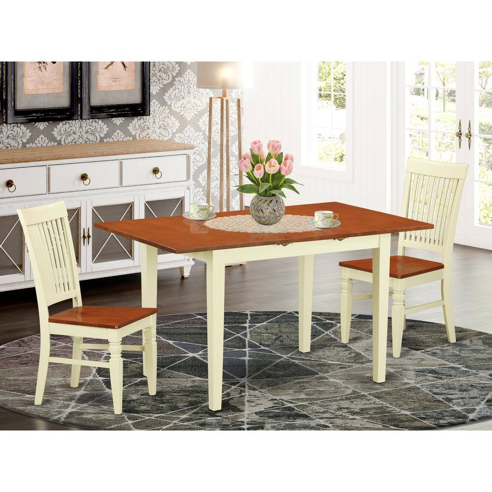 Back. East West Furniture - Dining Room Set Buttermilk & Cherry - Brown.