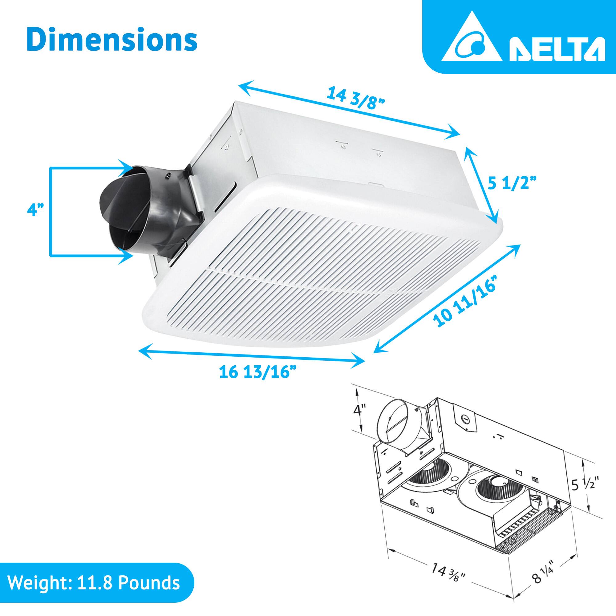 Delta Breez Radiance Exhaust Bathroom Fan 80 CFM with Built In