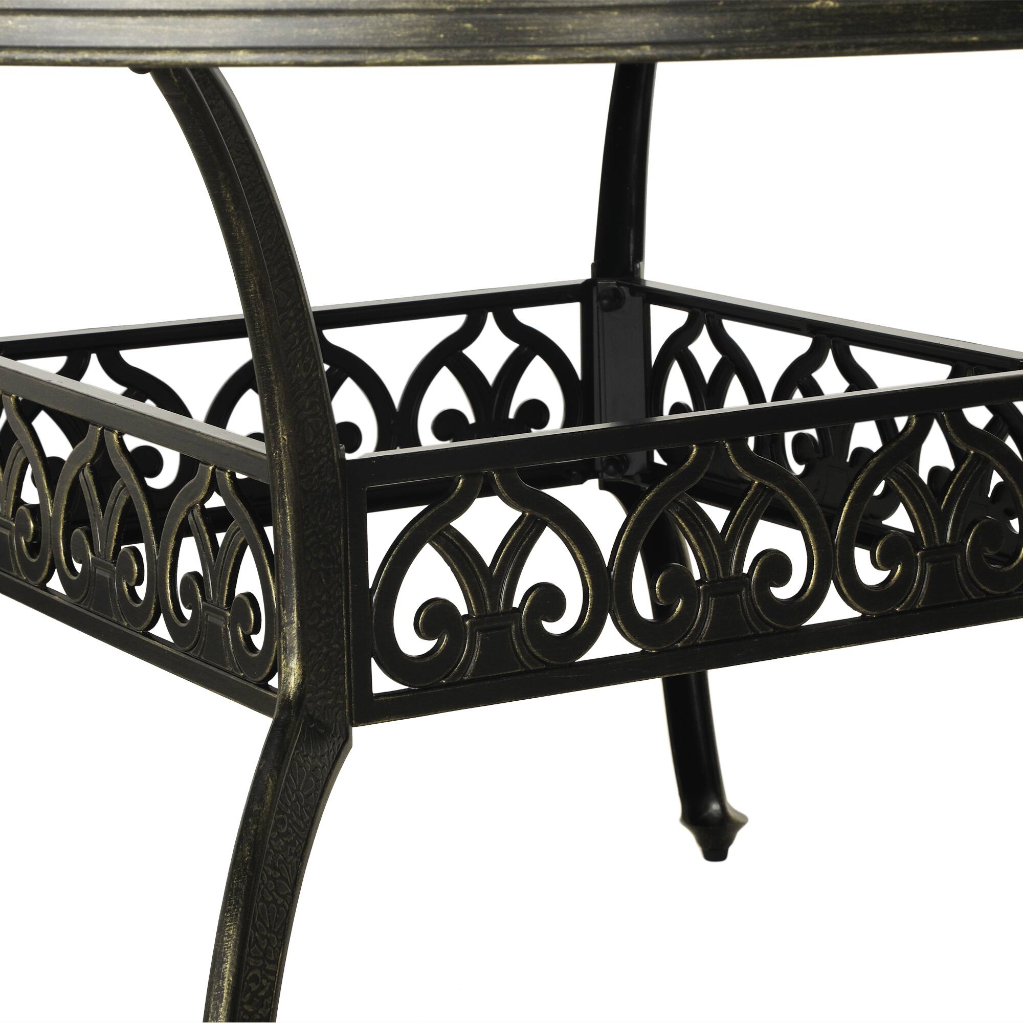 Alt View 2. Mondawe - 59" Cast Aluminum Round Dining Table - Bronze.
