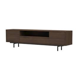 FurniFact - Walnut Finish Modern TV Console with 3 Doors in Engineered Wood - Brown