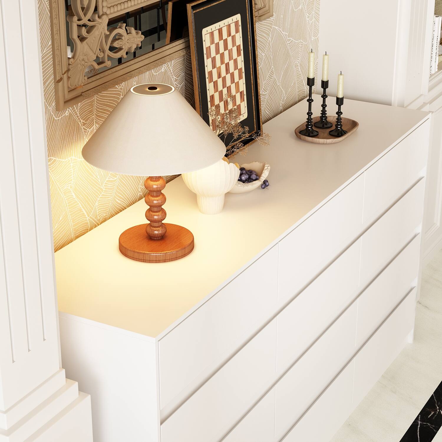 Alt View 7. Famapy - Famapy Horizontal Dresser: Minimalist Design with Smart Storage - White.