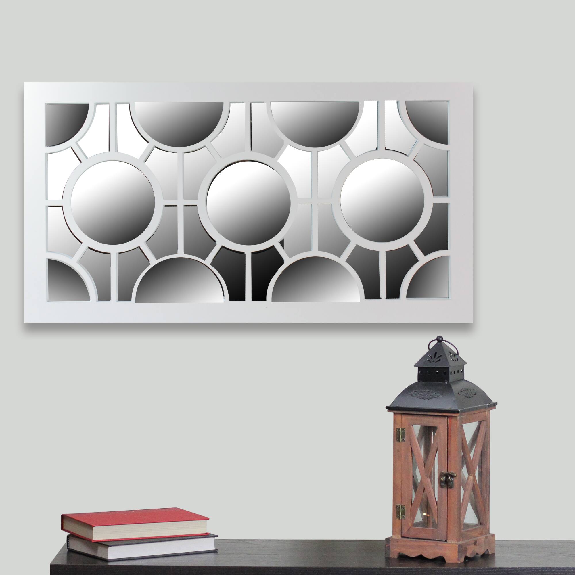 Alt View 1. Northlight - 25.25" White Framed Rectangular Geometric Mirror Wall Decor - White.