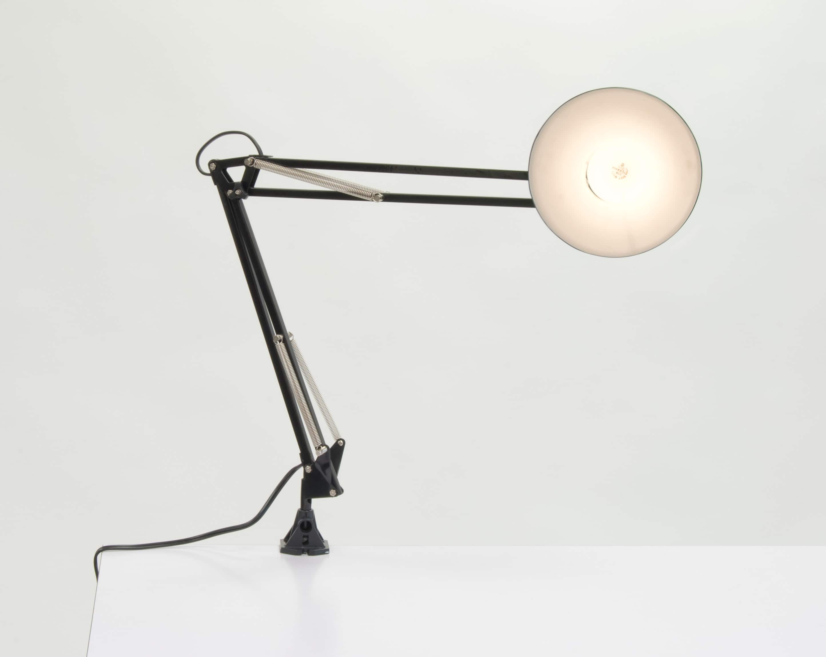 Front. Studio Designs - Swing Arm Clamp Lamp with LED Bulb - Black.
