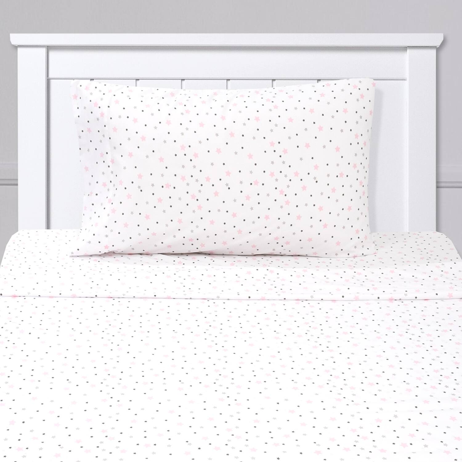 Angle. Sweet Home Collection - Kids' Printed Classic & Bright Ultra Soft Microfiber Sheet Sets - Twin - Stars.