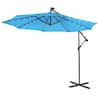 Front. Costway - 10FT Cantilever Solar Powered 32LED Lighted Patio Offset Umbrella Outdoor - Turquoise.