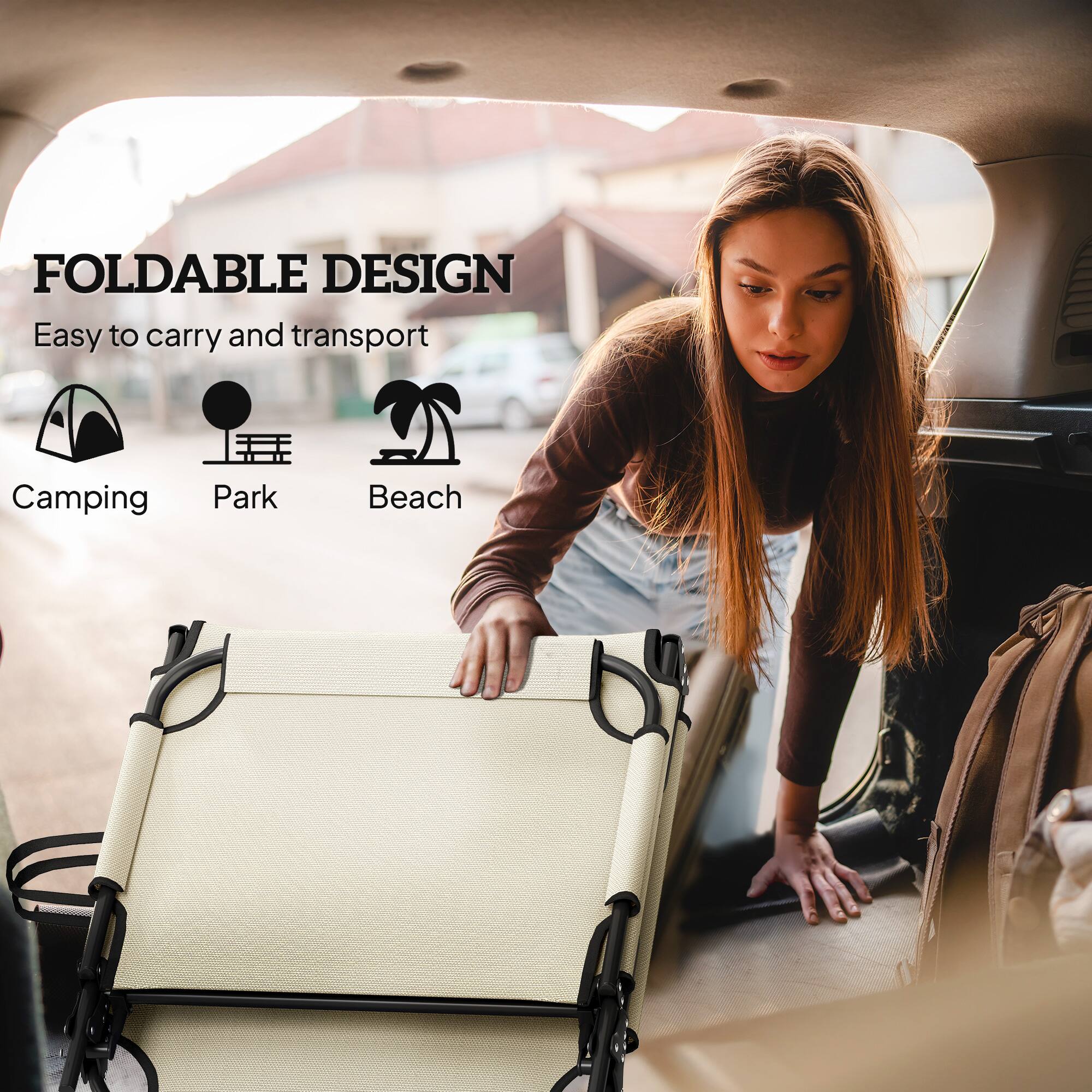 FOLDABLE DESIGN  
Easy to carry and transport  
Camping  
Park  
Beach