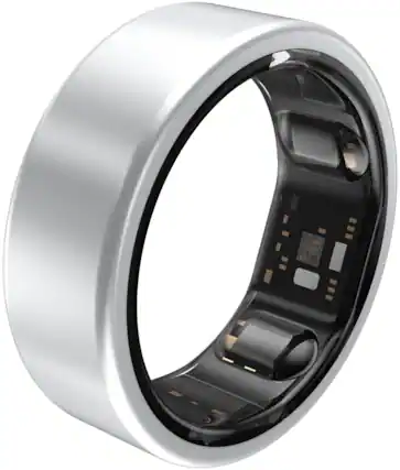 Front. QALO - QRNT Original Smart Ring – Snug Fit – Size Up – Size 08 - Silver.