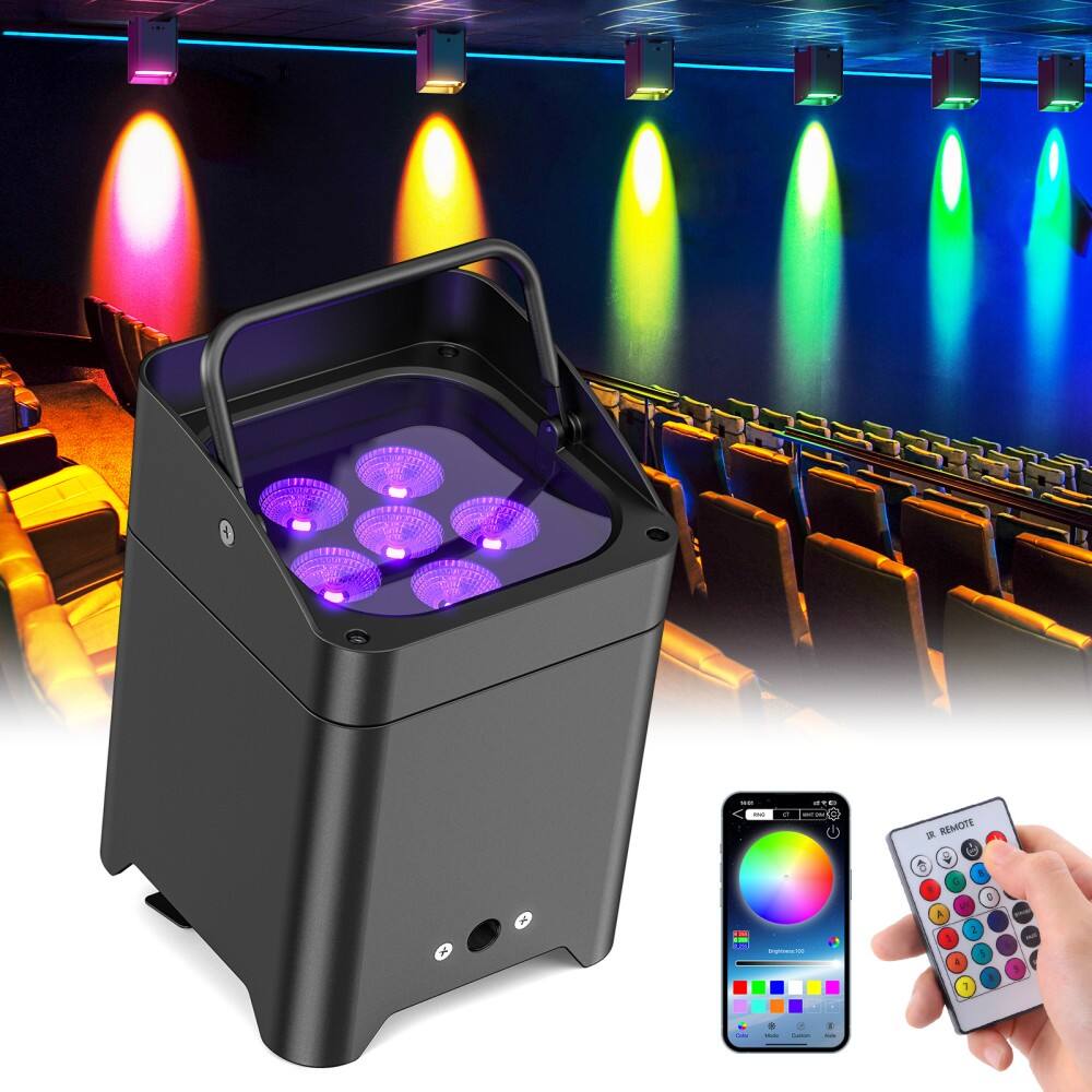Alt View 4. UKing - 6X18W RGBWA+UV Stage Par Light Rechargeable Wireless Battery Uplight Wedding.