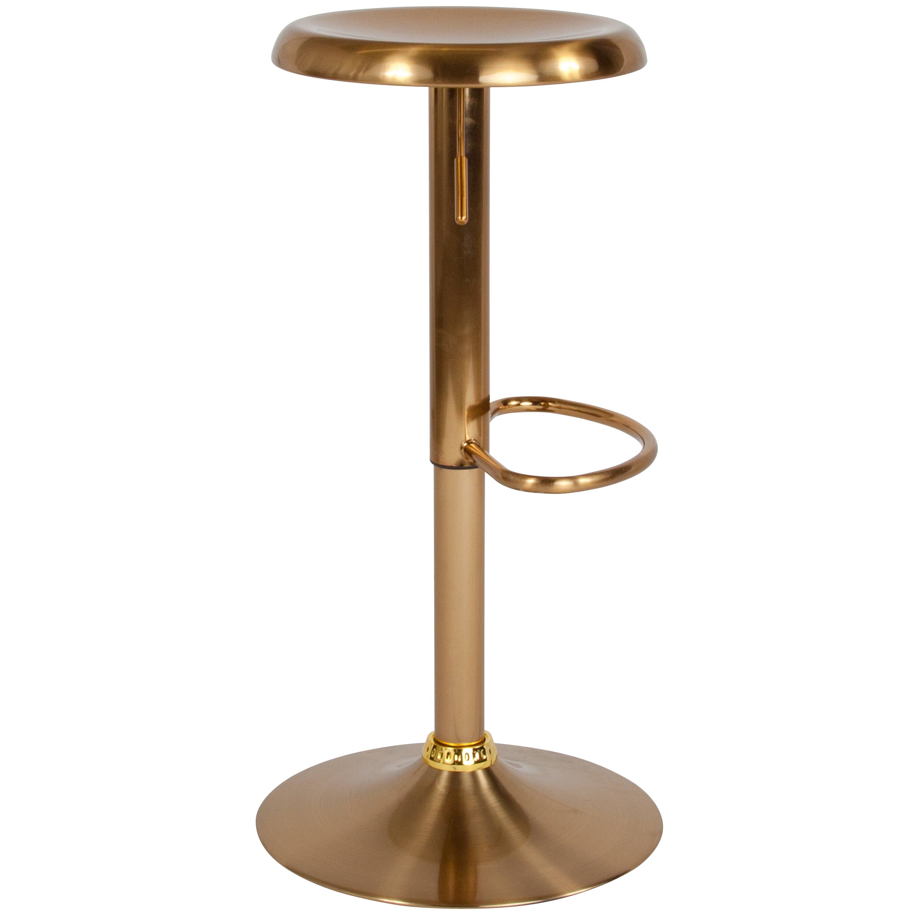 Alt View 5. Emma + Oliver - Adjustable Height Retro Barstool - Gold.