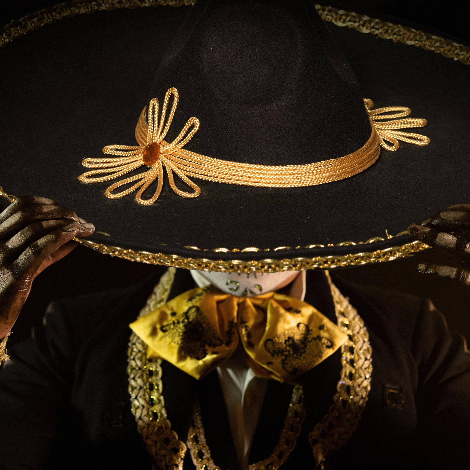 Alt View 1. Underwraps - Sombrero With Gold Metallic Trim Adult Costume Accessory - Black.