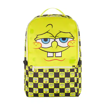 Front. Nickelodeon - Spongebob Checkered Big Face Backpack - MULTI.