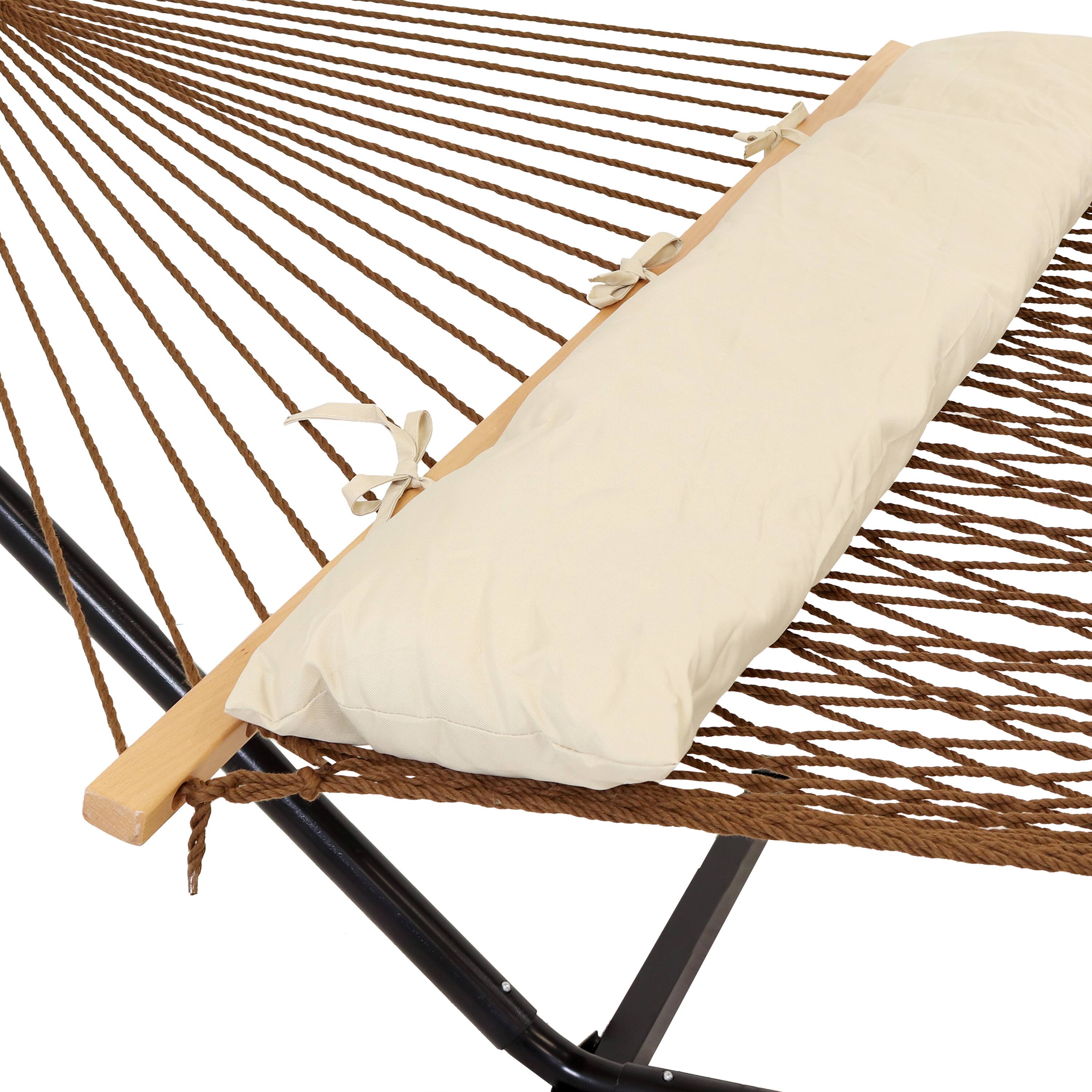 Alt View 7. Sunnydaze - 2-Person Polyester Rope Hammock with Steel Stand - Brown.