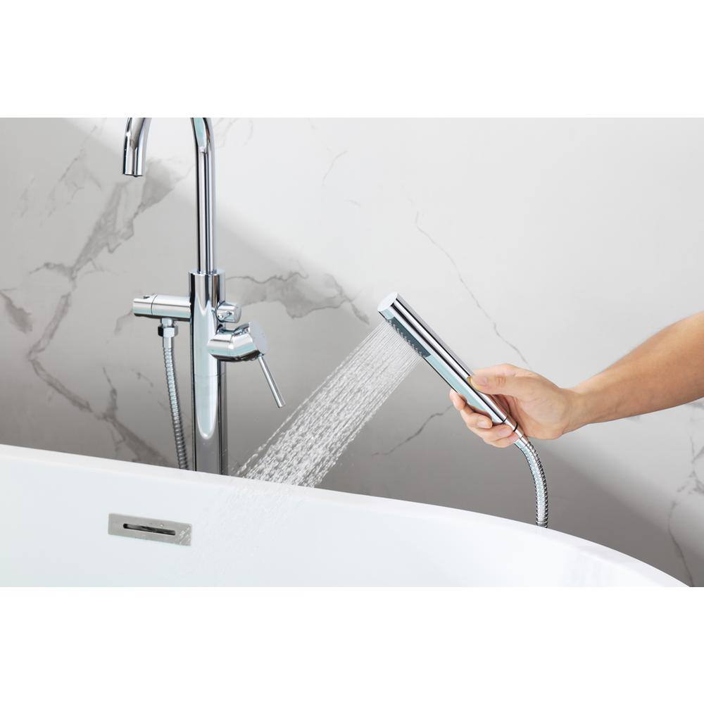 Alt View 5. Elegant Kitchen and Bath - Steven Floor Mounted Roman Tub Faucet with Handshower in Chrome - Chrome.