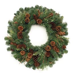 BreeBe - Mixed Pine and Pinecone Wreath 32"D - Green, Brown