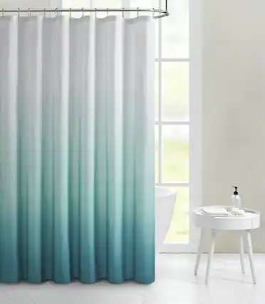 Front. Kate Aurora - Kate Aurora Living Multi Color Ombre Fabric Shower Curtain - White/Turquoise - White/Turquoise.