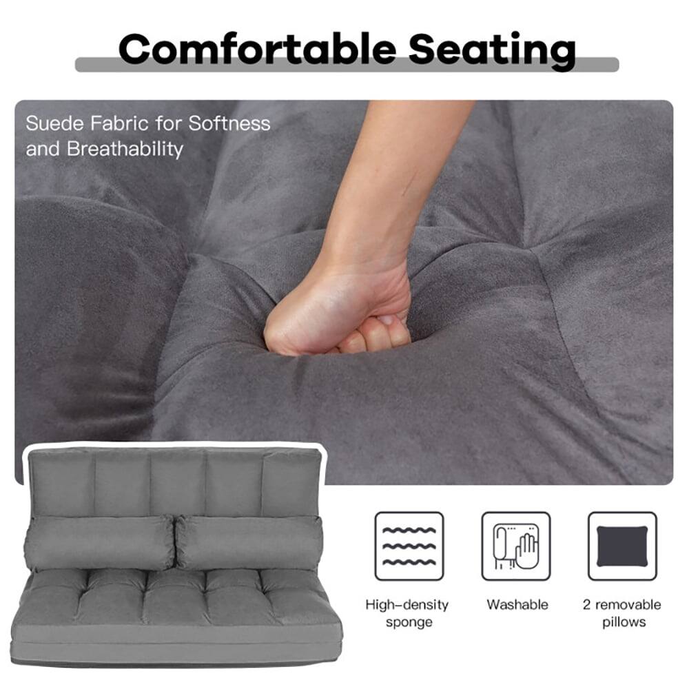 Comfortable Seating

Suede Fabric for Softness and Breathability

High-density Washable sponge

2 removable pillows