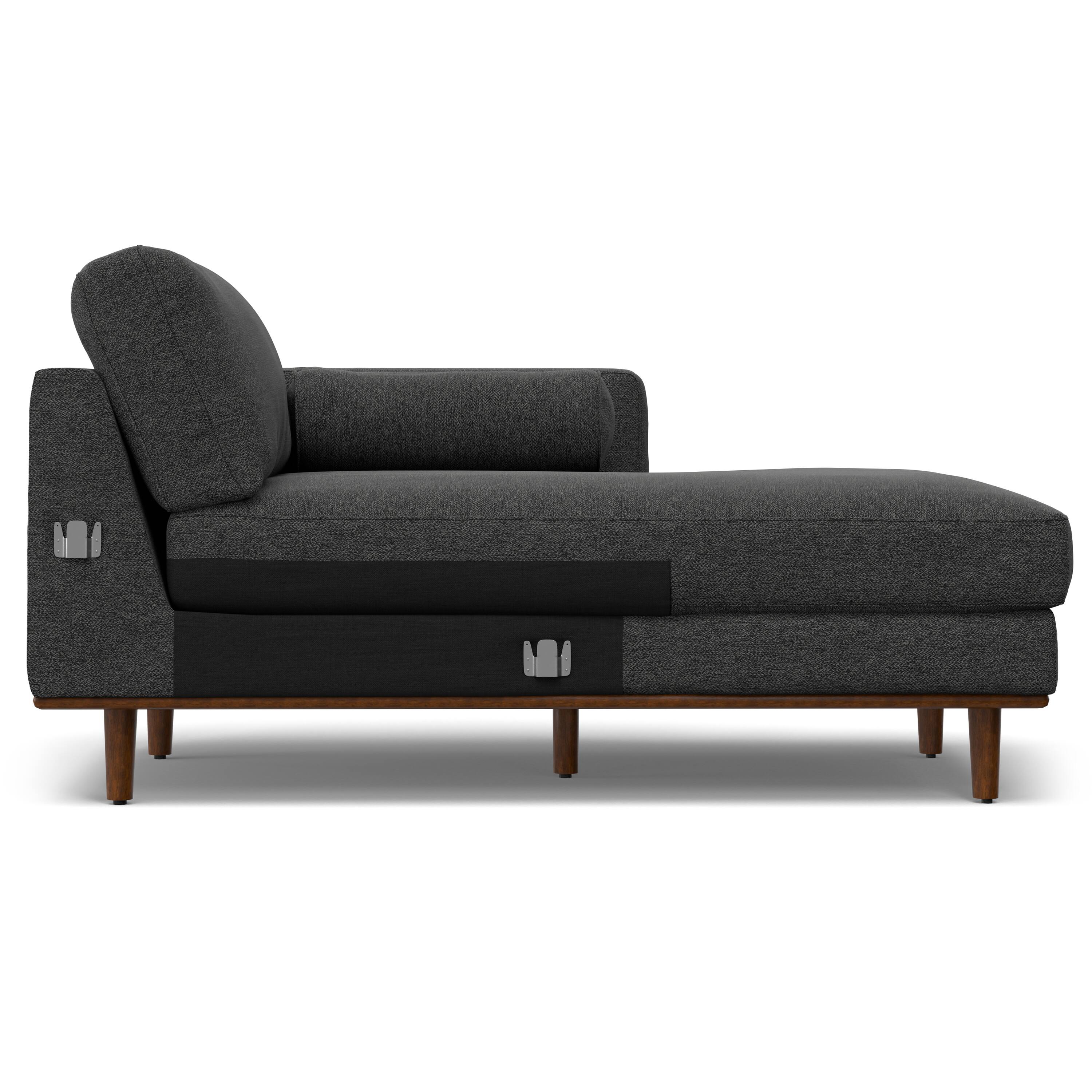 Alt View 6. Simpli Home - Morrison Mid Century Right Sectional 102 inch Wide Sofa Sectional in Charcoal Grey Tightly Woven Performance Fabric - Charcoal Grey.