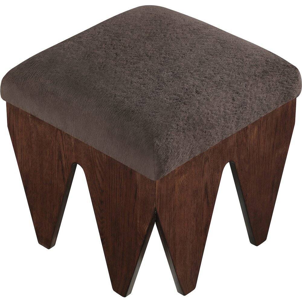 Alt View 3. Meridian Furniture - Altair Brown Velour Fur Fabric Bench - Brown.