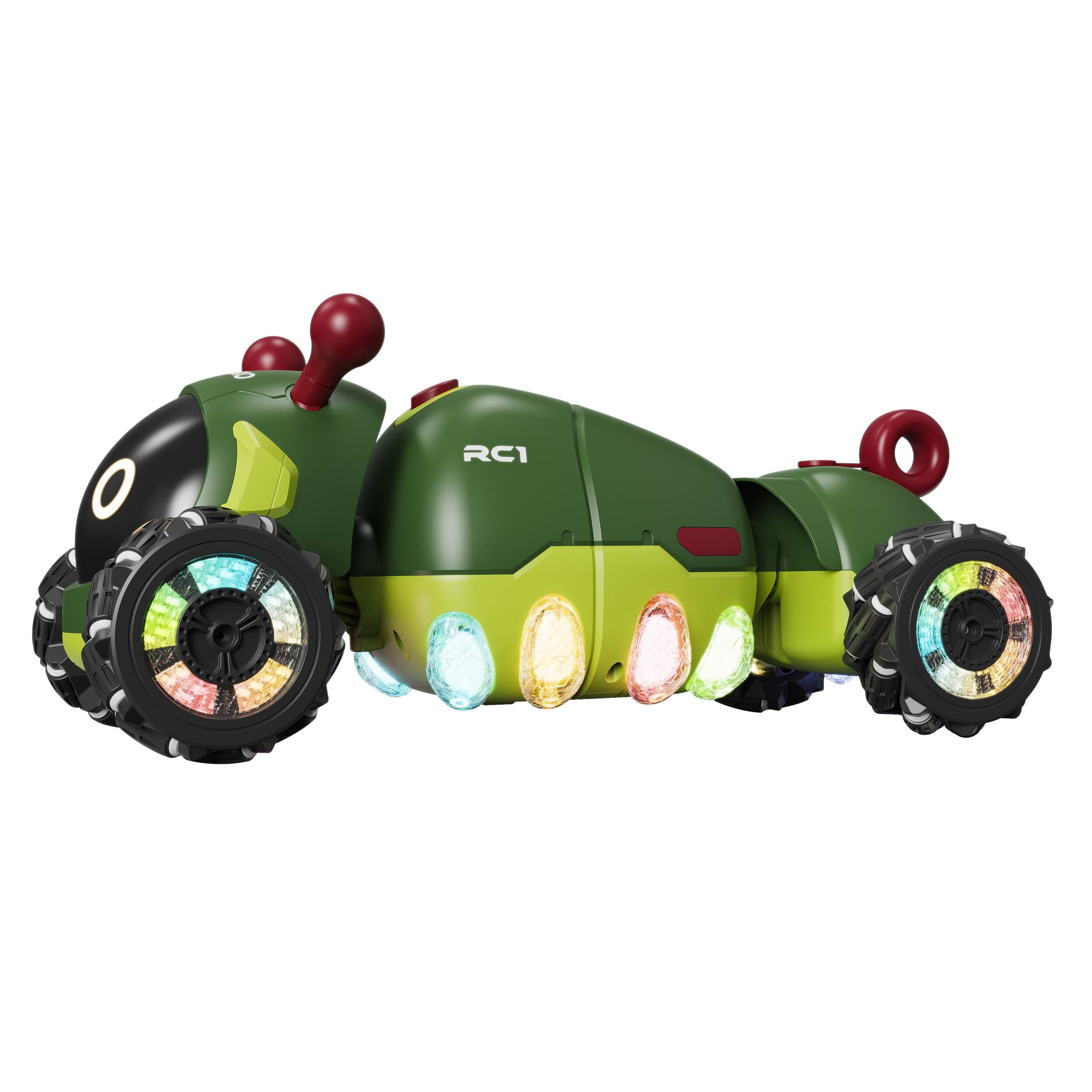Left. Contixo - RC1 Mech Stunt RC Caterpillar Car with 2.4GHz Remote, 360° Spins, LED, Mist Spray, All-Terrain.