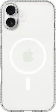 Front. Insignia™ - Hard-Shell Case with MagSafe for iPhone 16 Plus - Clear.