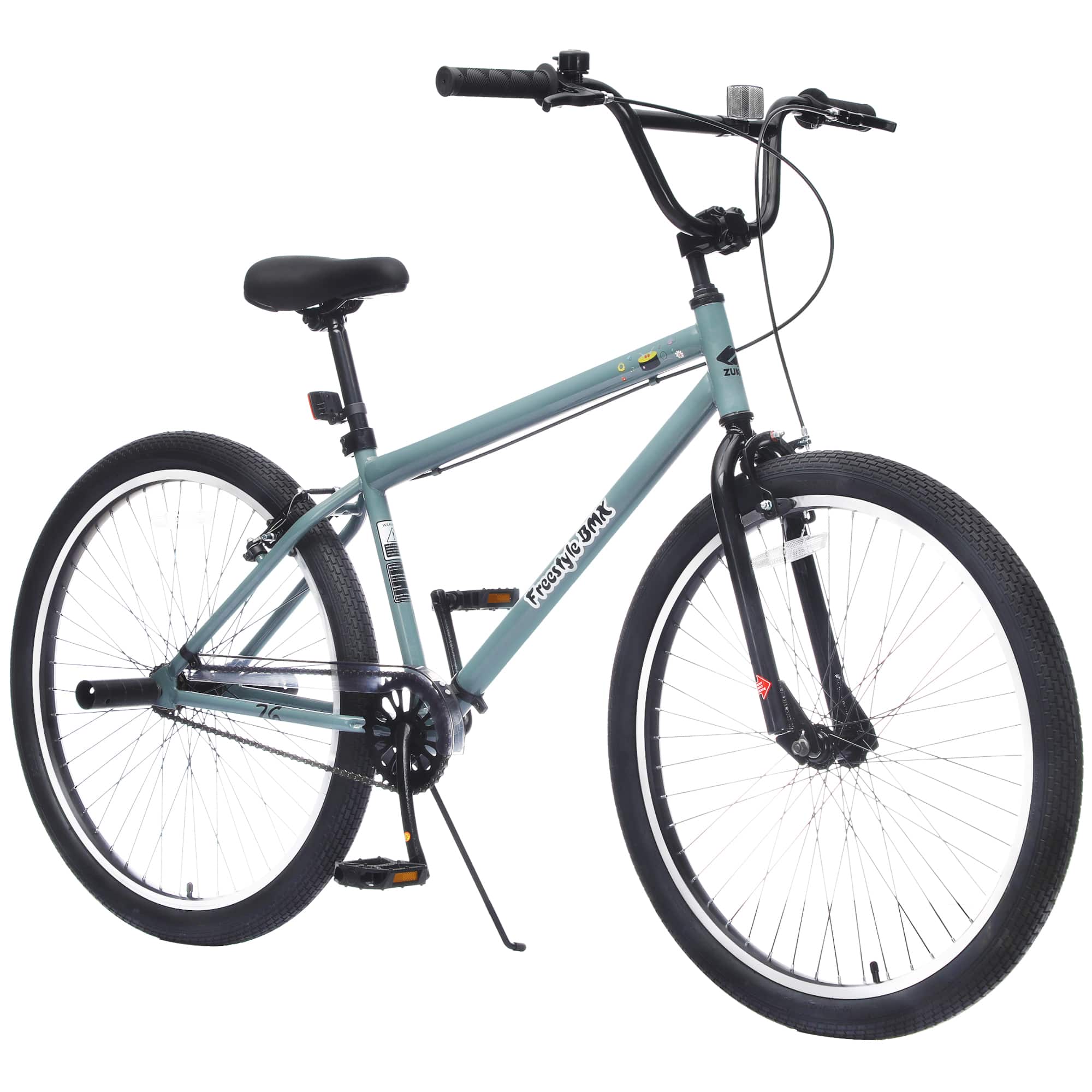 Anysun - 26" Freestyle Bike for Teens 14+ - Steel Frame, Single-Speed, Front Caliper & Rear V-Brakes, Includes 2 Pegs - Blue