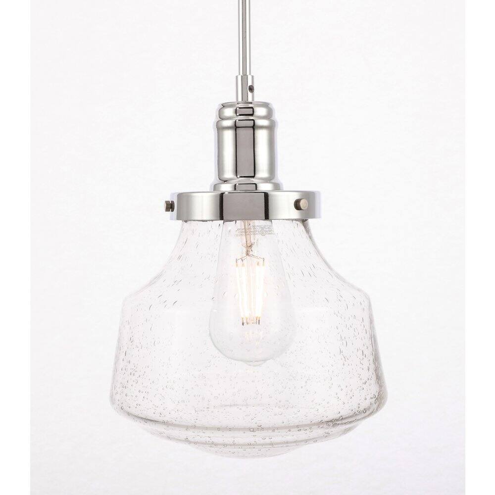 Alt View 2. Living District - Lyle 1 Light Chrome And Clear Seeded Glass Pendant - Chrome And Clear Seeded Glass.