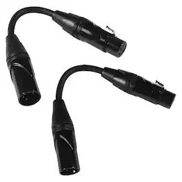 HQRP - 2-Pack DMX XLR Adapter Cable 3-Pin Female to 5-Pin Male 6 in for Blue Yeti Pro, Stage Lighting - Black